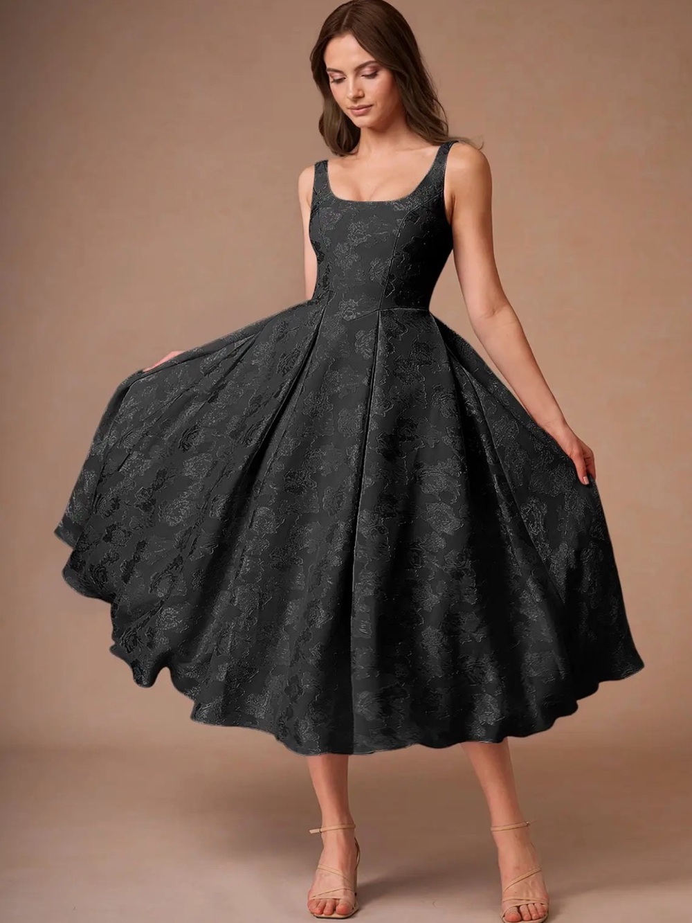 Azazie Black Briac Tea Length Dress